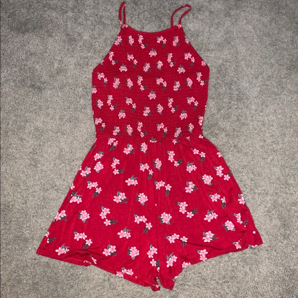 Floral Red Romper